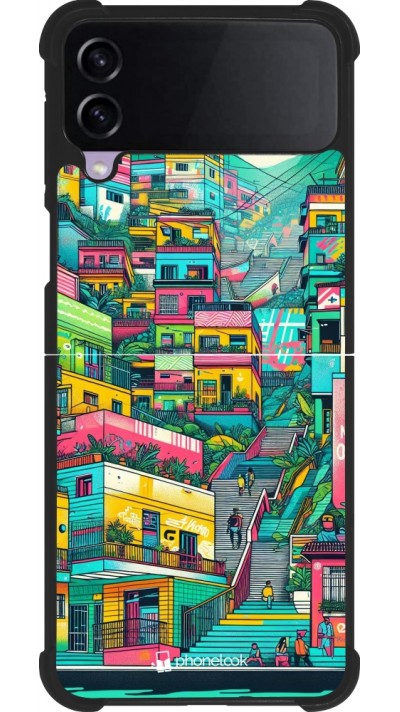 Samsung Galaxy Z Flip4 Case Hülle - Silikon schwarz Medellin Comuna 13 Kunst