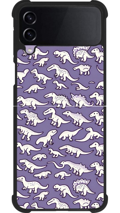 Samsung Galaxy Z Flip4 Case Hülle - Silikon schwarz Mini-Dino-Muster violett