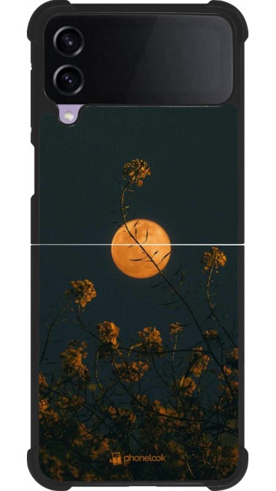 Samsung Galaxy Z Flip4 Case Hülle - Silikon schwarz Moon Flowers