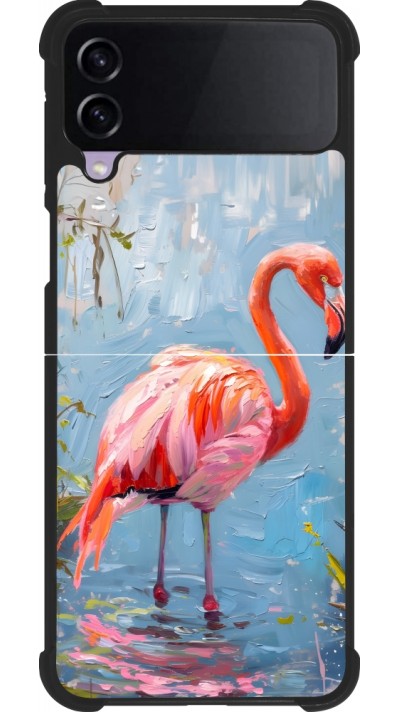 Samsung Galaxy Z Flip4 Case Hülle - Silikon schwarz Paint Flamingo