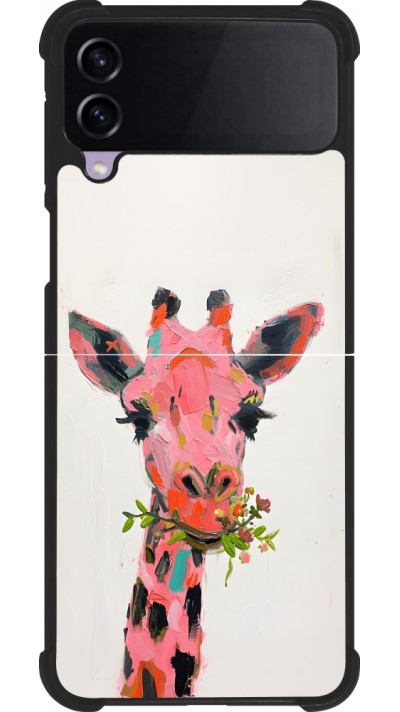 Samsung Galaxy Z Flip4 Case Hülle - Silikon schwarz Pink Girafe Paint