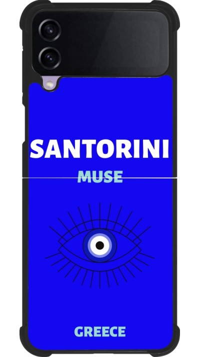 Samsung Galaxy Z Flip4 Case Hülle - Silikon schwarz Pop Summer Destination Santorini