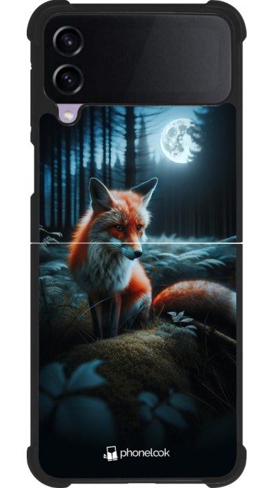 Samsung Galaxy Z Flip4 Case Hülle - Silikon schwarz Fuchs Mond Wald