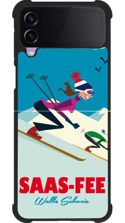 Samsung Galaxy Z Flip4 Case Hülle - Silikon schwarz Saas-Fee Ski Downhill