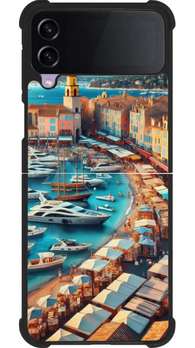 Samsung Galaxy Z Flip4 Case Hülle - Silikon schwarz Saint-Tropez Strand