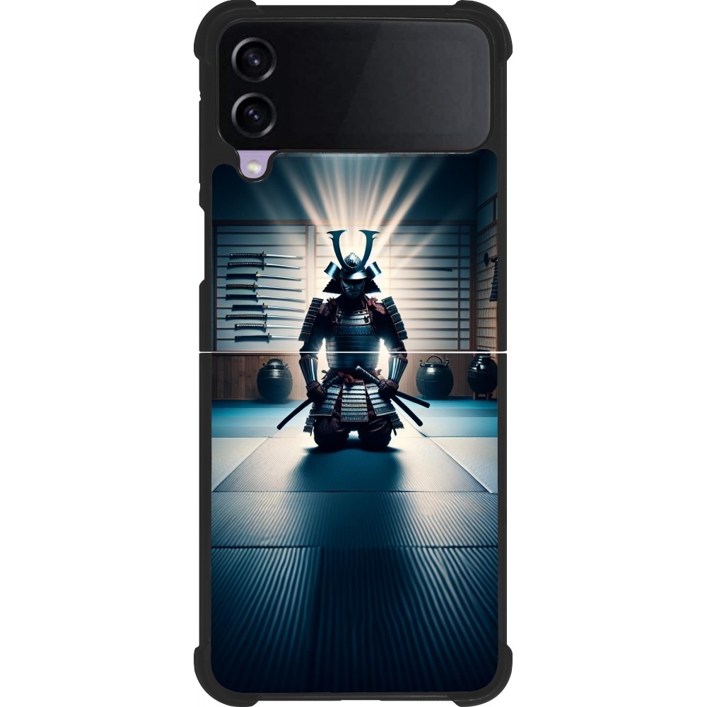 Samsung Galaxy Z Flip4 Case Hülle - Silikon schwarz Samurai im Gebet