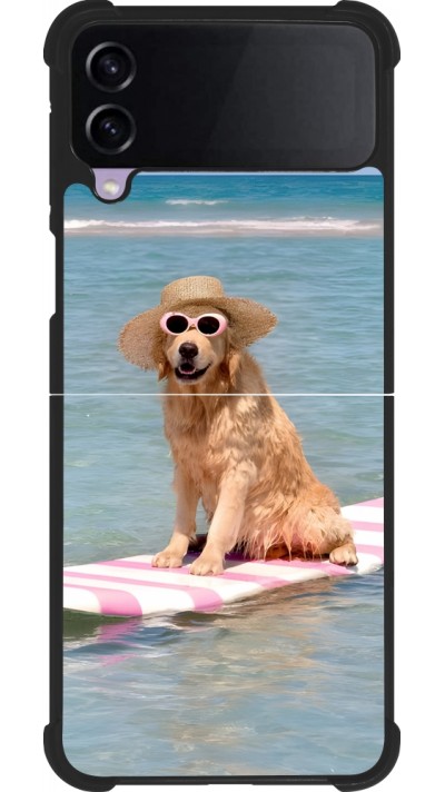 Samsung Galaxy Z Flip4 Case Hülle - Silikon schwarz Summer Dog on Paddle