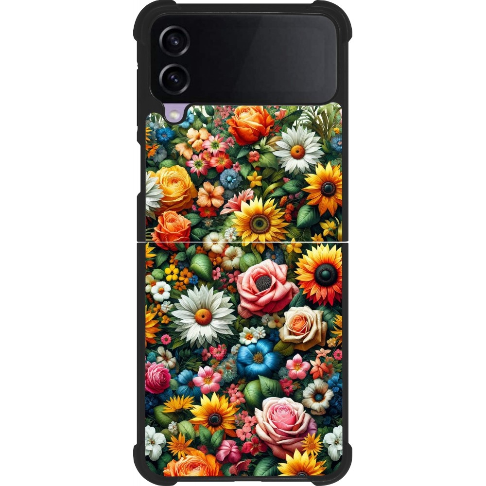 Samsung Galaxy Z Flip4 Case Hülle - Silikon schwarz Sommer Blumenmuster