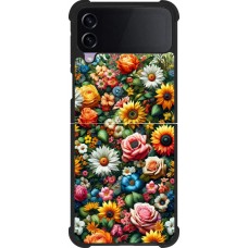 Samsung Galaxy Z Flip4 Case Hülle - Silikon schwarz Sommer Blumenmuster