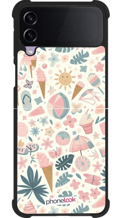 Samsung Galaxy Z Flip4 Case Hülle - Silikon schwarz Sommer Pink Muster