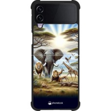 Samsung Galaxy Z Flip4 Case Hülle - Silikon schwarz Afrikanisches Wildleben