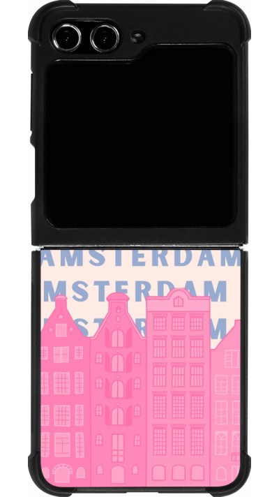 Samsung Galaxy Z Flip5 Case Hülle - Silikon schwarz Amsterdam Pink Print