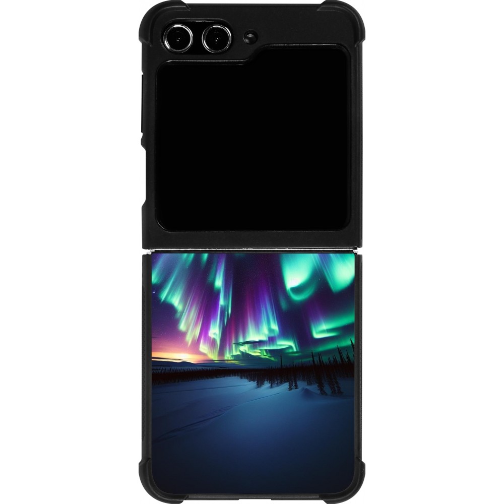 Samsung Galaxy Z Flip5 Case Hülle - Silikon schwarz Funkelndes Nordlicht