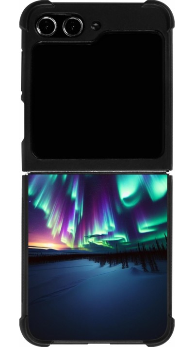 Samsung Galaxy Z Flip5 Case Hülle - Silikon schwarz Funkelndes Nordlicht