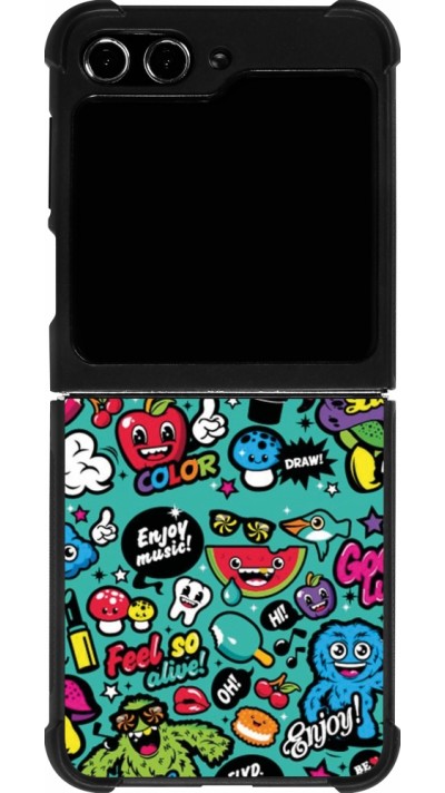 Samsung Galaxy Z Flip5 Case Hülle - Silikon schwarz Cartoons old school