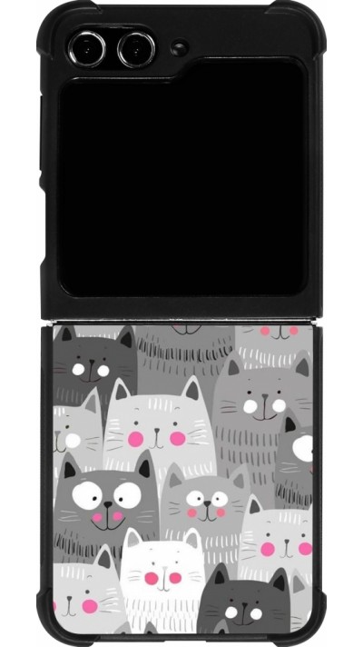 Samsung Galaxy Z Flip5 Case Hülle - Silikon schwarz Katzenschwärme