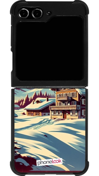 Samsung Galaxy Z Flip5 Case Hülle - Silikon schwarz Chalet Berg verschneit