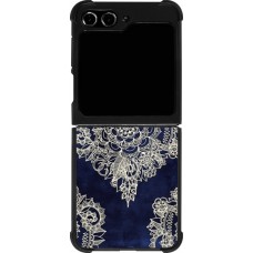 Samsung Galaxy Z Flip5 Case Hülle - Silikon schwarz Cream Flower Moroccan