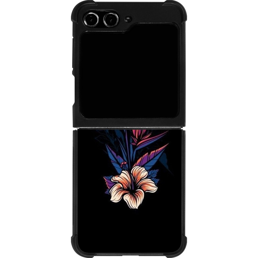 Samsung Galaxy Z Flip5 Case Hülle - Silikon schwarz Dark Flowers