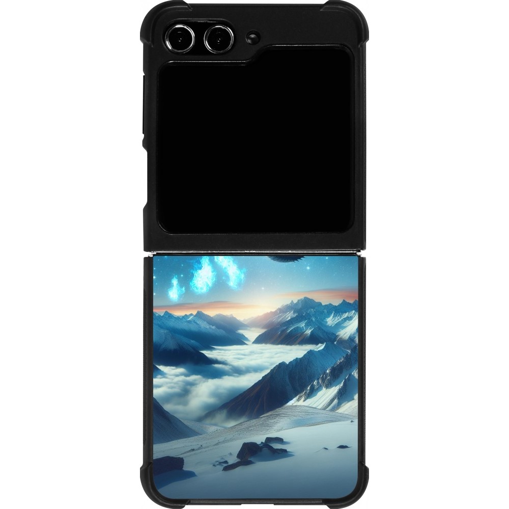 Samsung Galaxy Z Flip5 Case Hülle - Silikon schwarz Drache nächtliche Berg