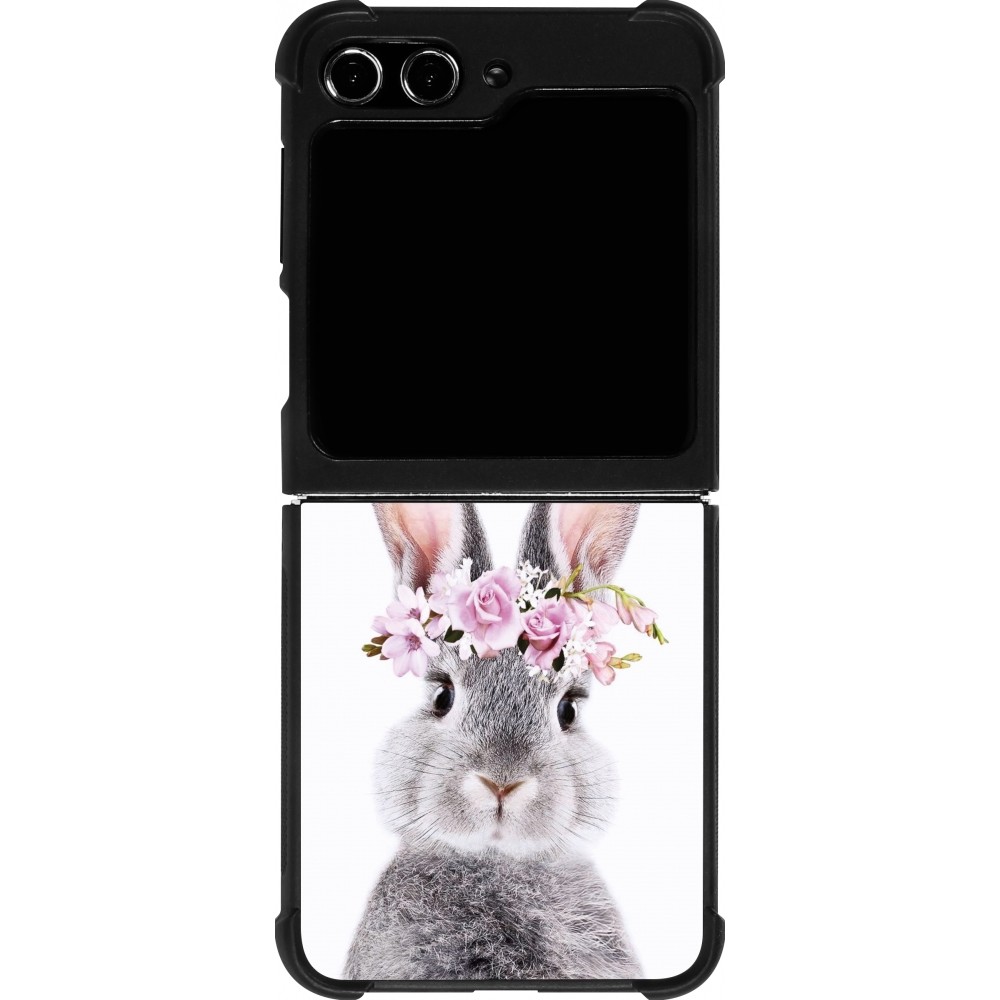 Samsung Galaxy Z Flip5 Case Hülle - Silikon schwarz Easter 2023 flower bunny