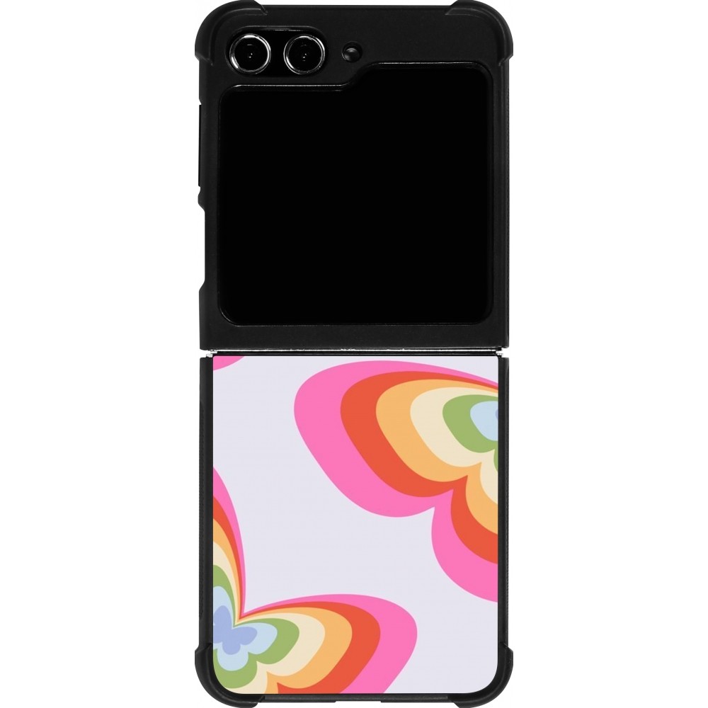 Samsung Galaxy Z Flip5 Case Hülle - Silikon schwarz Easter 2024 rainbow butterflies