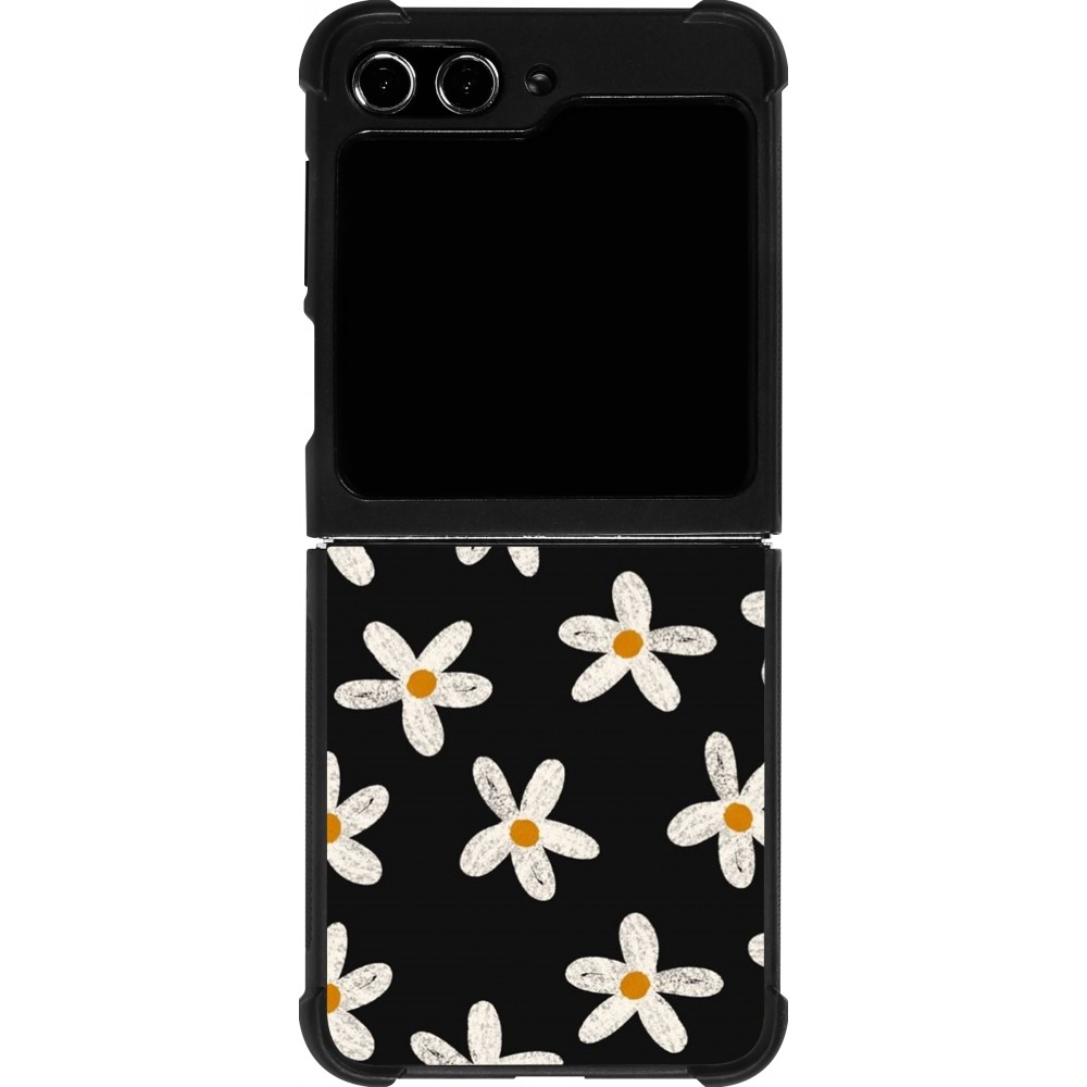 Samsung Galaxy Z Flip5 Case Hülle - Silikon schwarz Easter 2024 white on black flower