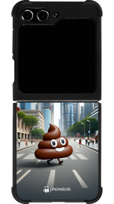 Samsung Galaxy Z Flip5 Case Hülle - Silikon schwarz Kackhaufen Emoji Spaziergang