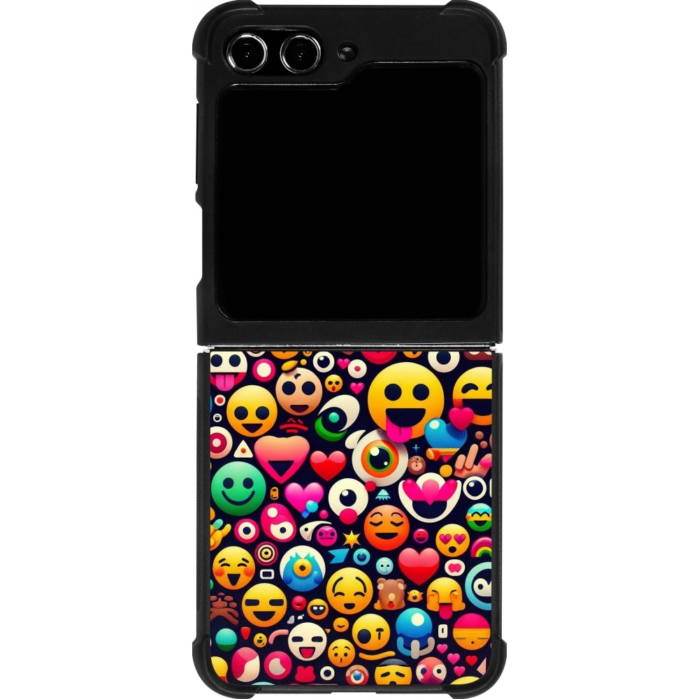 Samsung Galaxy Z Flip5 Case Hülle - Silikon schwarz Emoji Mix Farbe