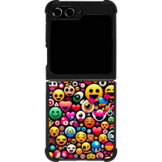 Samsung Galaxy Z Flip5 Case Hülle - Silikon schwarz Emoji Mix Farbe