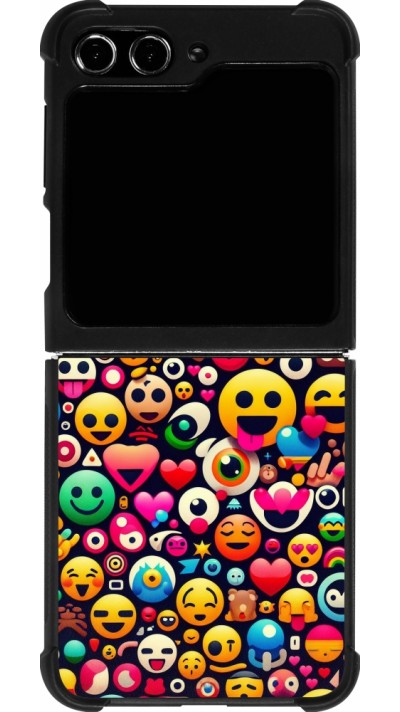 Samsung Galaxy Z Flip5 Case Hülle - Silikon schwarz Emoji Mix Farbe