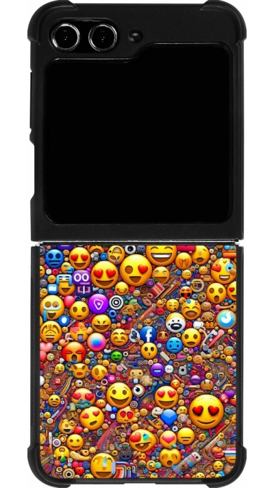 Samsung Galaxy Z Flip5 Case Hülle - Silikon schwarz Emoji gemischt