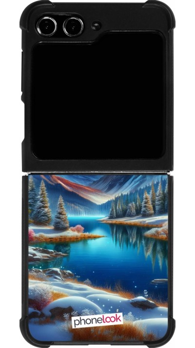 Samsung Galaxy Z Flip5 Case Hülle - Silikon schwarz Fantasiebergsee Himmel Sterne