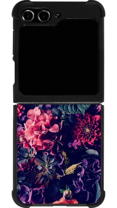 Samsung Galaxy Z Flip5 Case Hülle - Silikon schwarz Flowers Dark