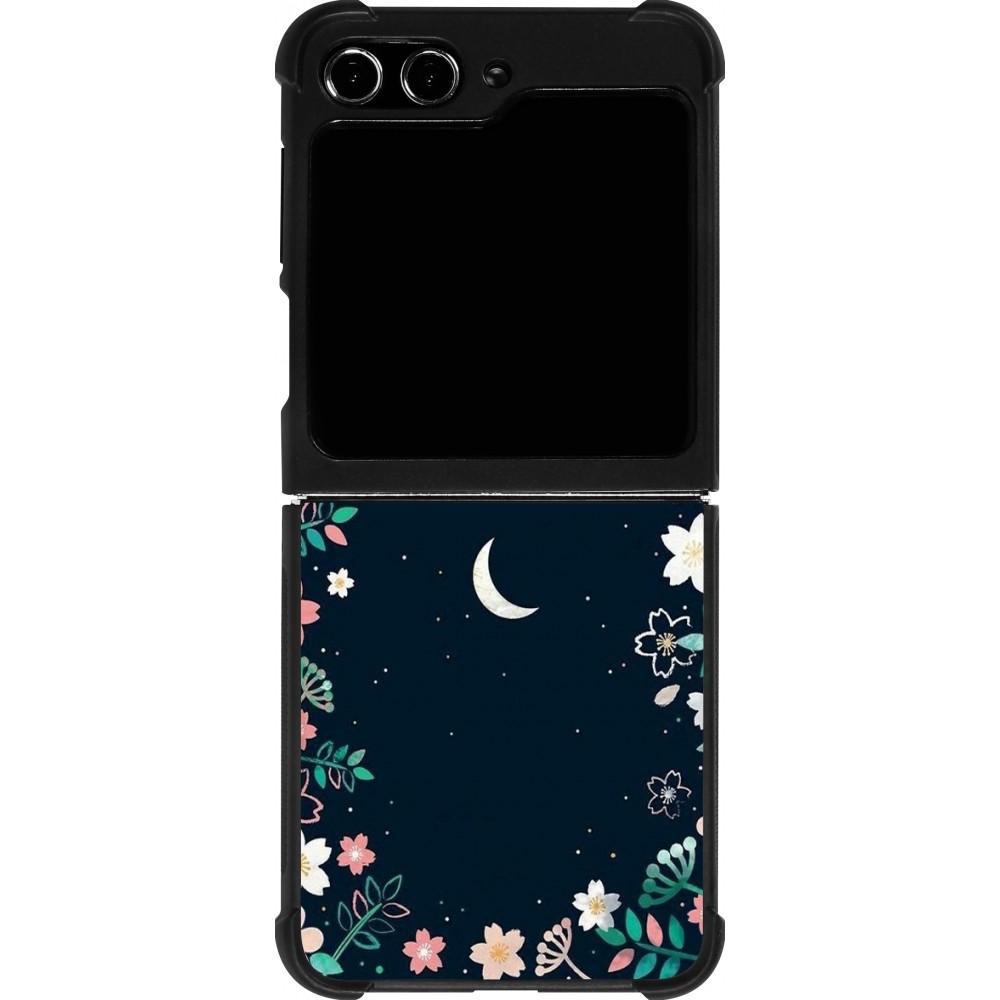 Samsung Galaxy Z Flip5 Case Hülle - Silikon schwarz Flowers space