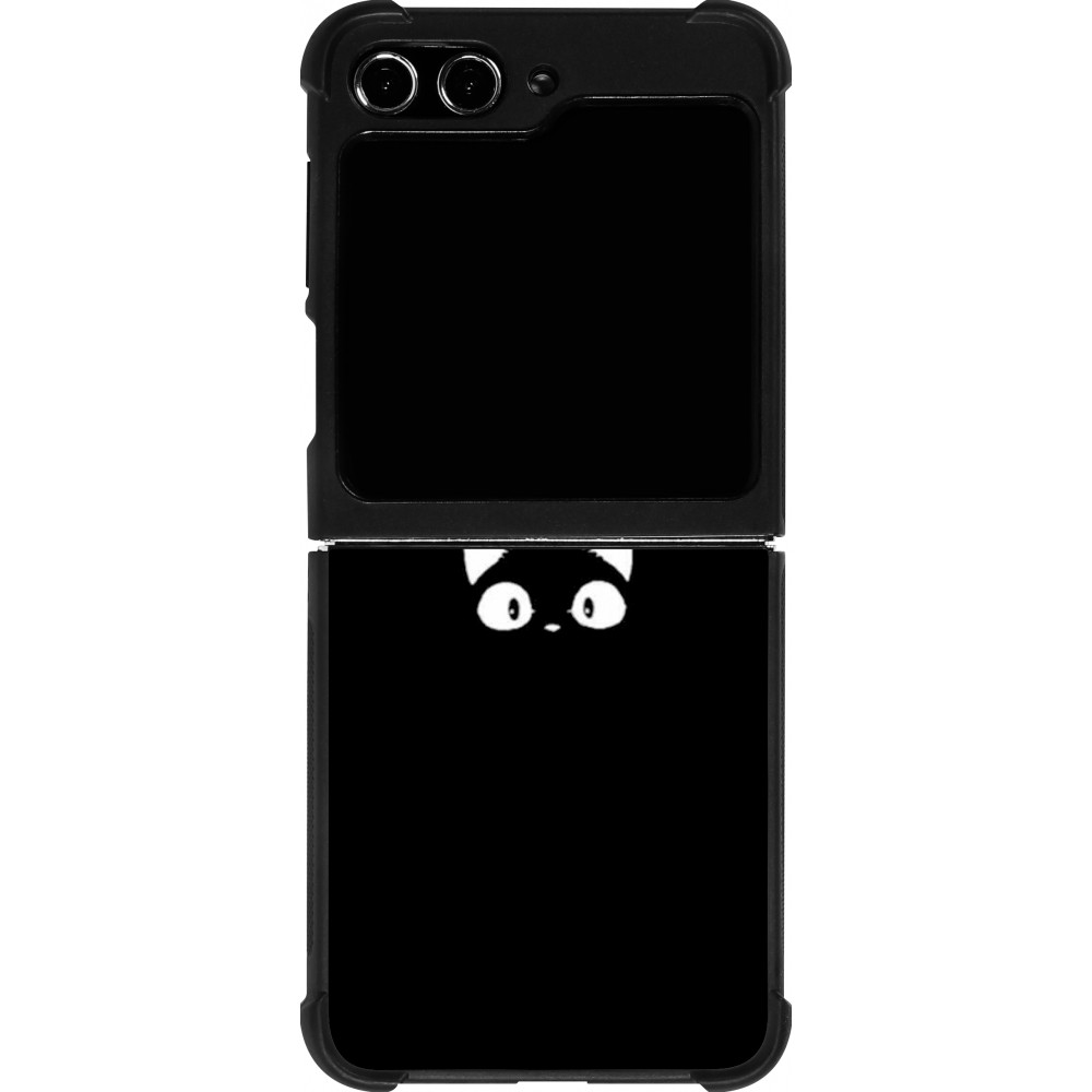 Samsung Galaxy Z Flip5 Case Hülle - Silikon schwarz Funny cat on black