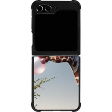 Samsung Galaxy Z Flip5 Case Hülle - Silikon schwarz Giraffe mit Blase