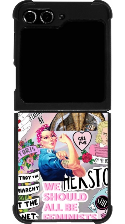 Samsung Galaxy Z Flip5 Case Hülle - Silikon schwarz Girl Power Collage