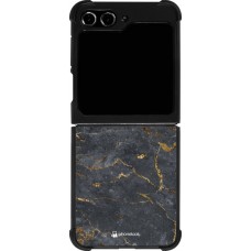 Samsung Galaxy Z Flip5 Case Hülle - Silikon schwarz Grey Gold Marble