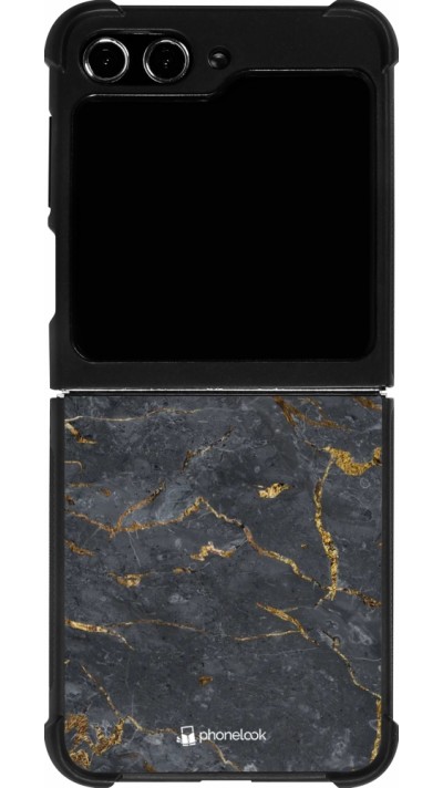 Samsung Galaxy Z Flip5 Case Hülle - Silikon schwarz Grey Gold Marble