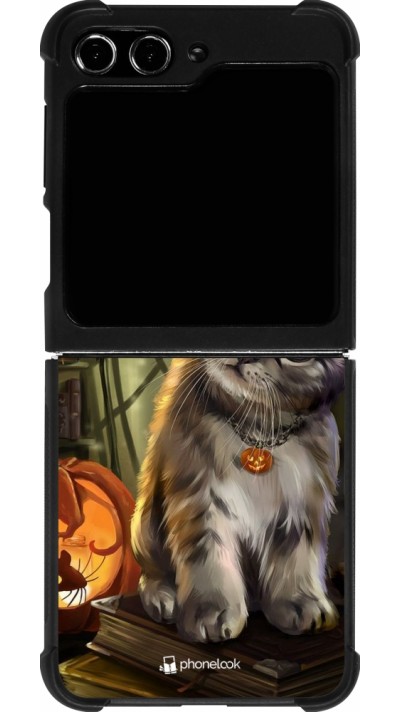 Samsung Galaxy Z Flip5 Case Hülle - Silikon schwarz Halloween 21 Witch cat