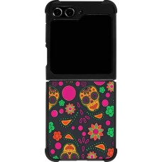 Samsung Galaxy Z Flip5 Case Hülle - Silikon schwarz Halloween 22 colorful mexican skulls