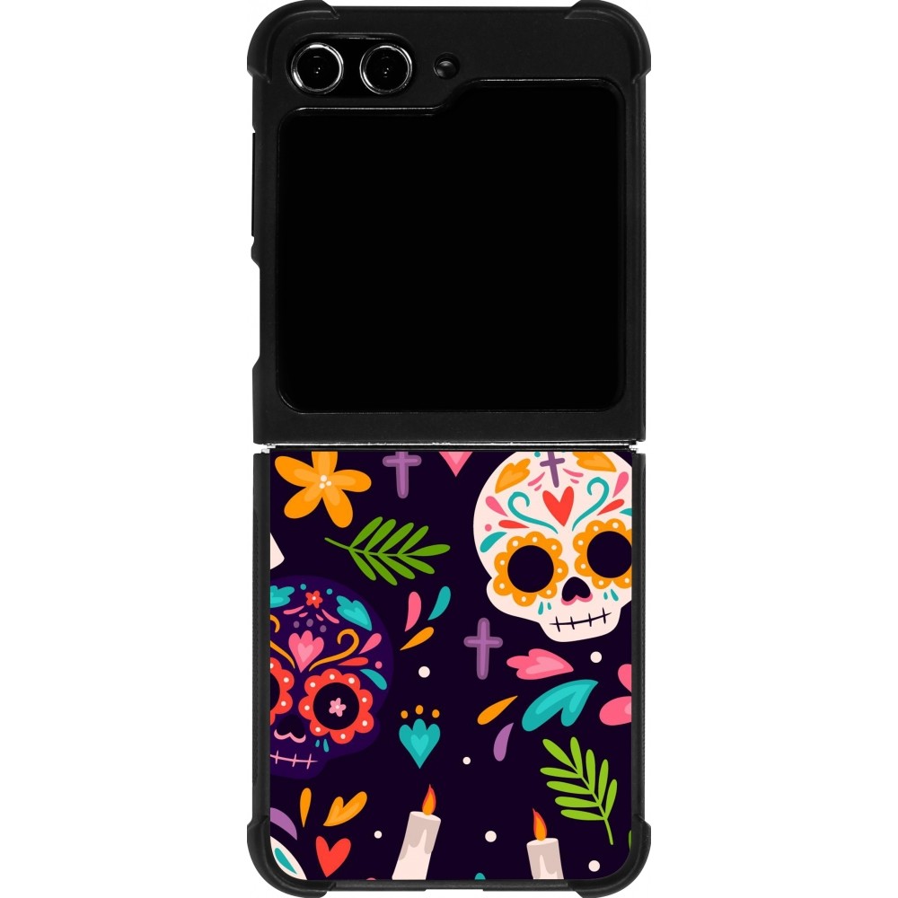 Samsung Galaxy Z Flip5 Case Hülle - Silikon schwarz Halloween 2023 mexican style