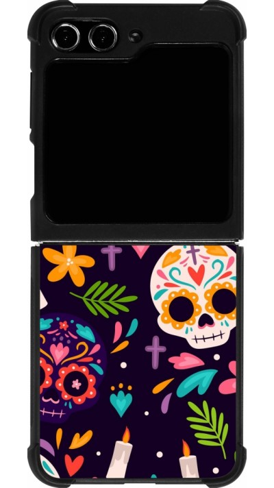 Samsung Galaxy Z Flip5 Case Hülle - Silikon schwarz Halloween 2023 mexican style