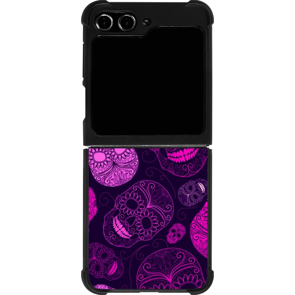 Samsung Galaxy Z Flip5 Case Hülle - Silikon schwarz Halloween 2023 pink skulls