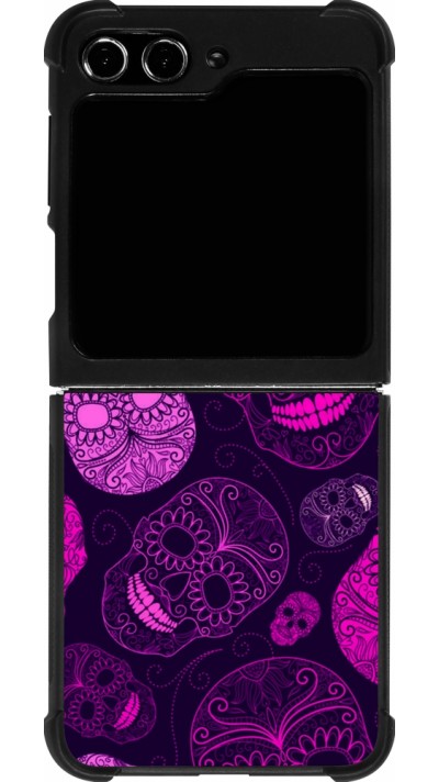 Samsung Galaxy Z Flip5 Case Hülle - Silikon schwarz Halloween 2023 pink skulls