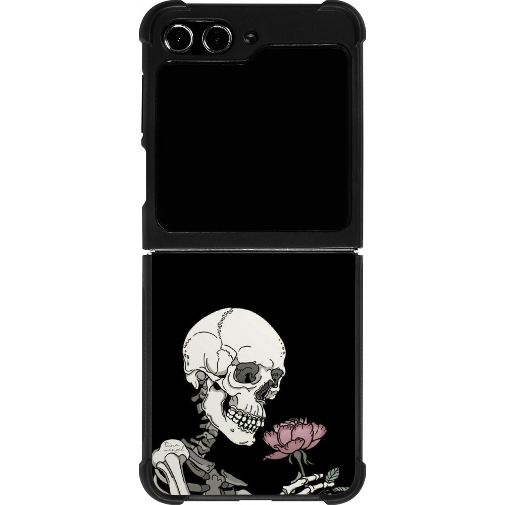 Samsung Galaxy Z Flip5 Case Hülle - Silikon schwarz Halloween 2023 rose and skeleton