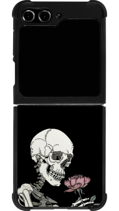 Samsung Galaxy Z Flip5 Case Hülle - Silikon schwarz Halloween 2023 rose and skeleton