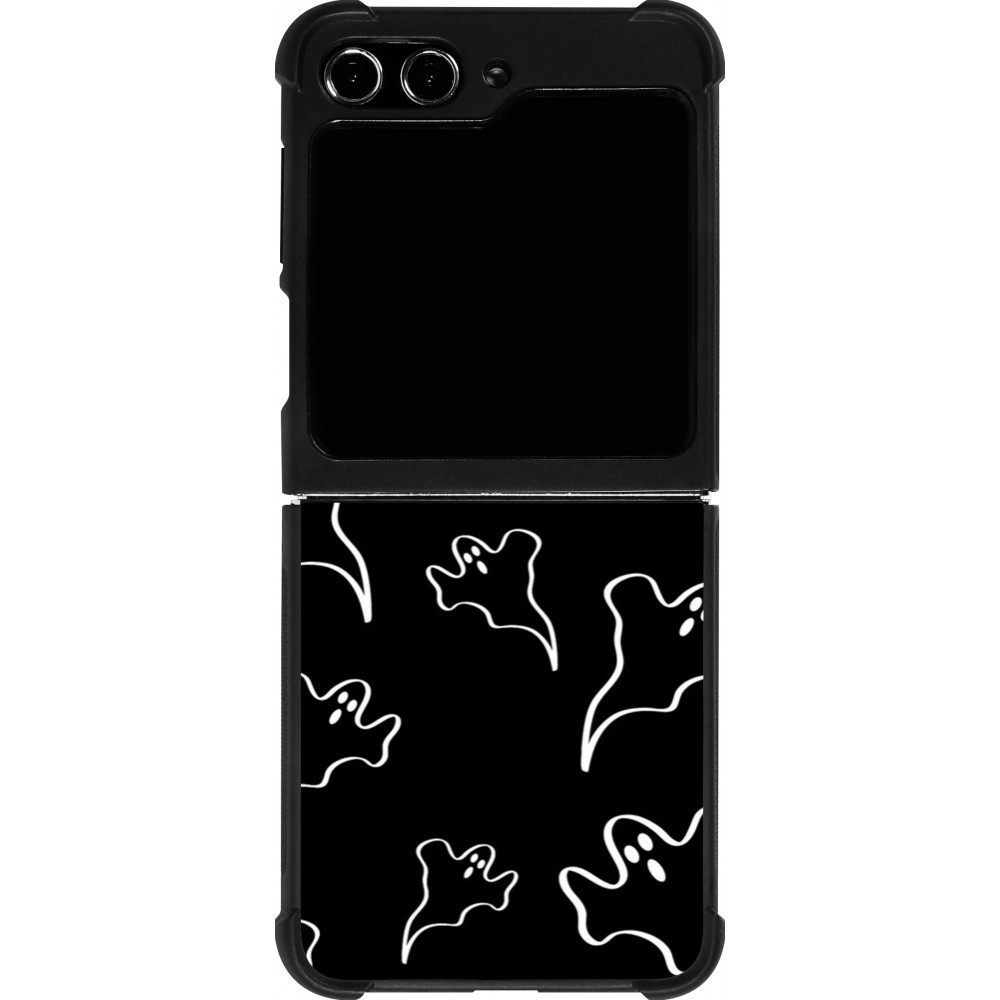 Samsung Galaxy Z Flip5 Case Hülle - Silikon schwarz Halloween 2024 black and white ghosts