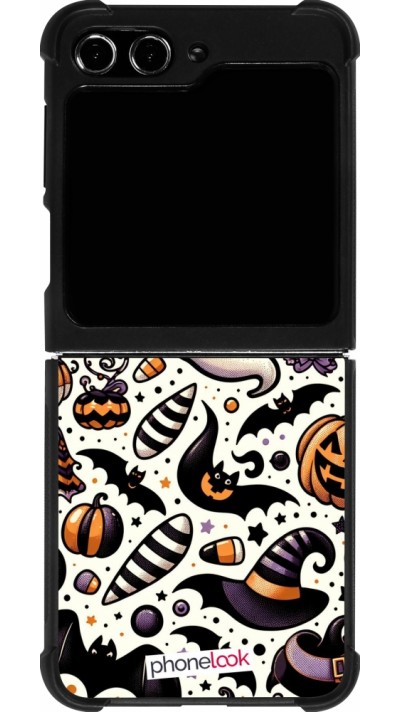 Samsung Galaxy Z Flip5 Case Hülle - Silikon schwarz Halloween 2024 Niedliches Muster